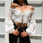 Off Shoulder White Crop Top