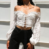 Off Shoulder White Crop Top