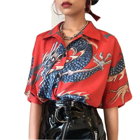 Vintage Dragon Printed Shirt