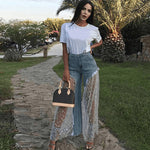 Transparent Star Printed Loose Denim