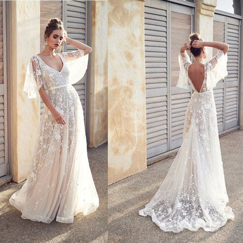 Elegant Backless White Party Dress