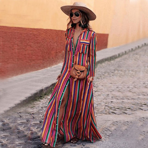 Striped Vintage Cover up Beach Dress