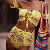 Retro Crochet Hand Knitted Bikini Set
