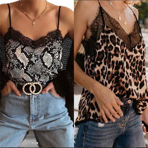 Casual Leopard Printed Lace Blouse