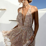 Sexy Gold Backless Party Dress