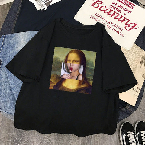 Aesthetic Mona Lisa Printed Shirt