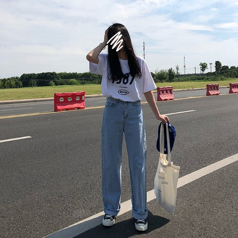 Casual Straight Denim Mom Jeans