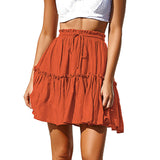 High Waist Ruffle Pleated Skirt
