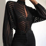 Sexy Striped Black Beach Top