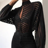 Sexy Striped Black Beach Top